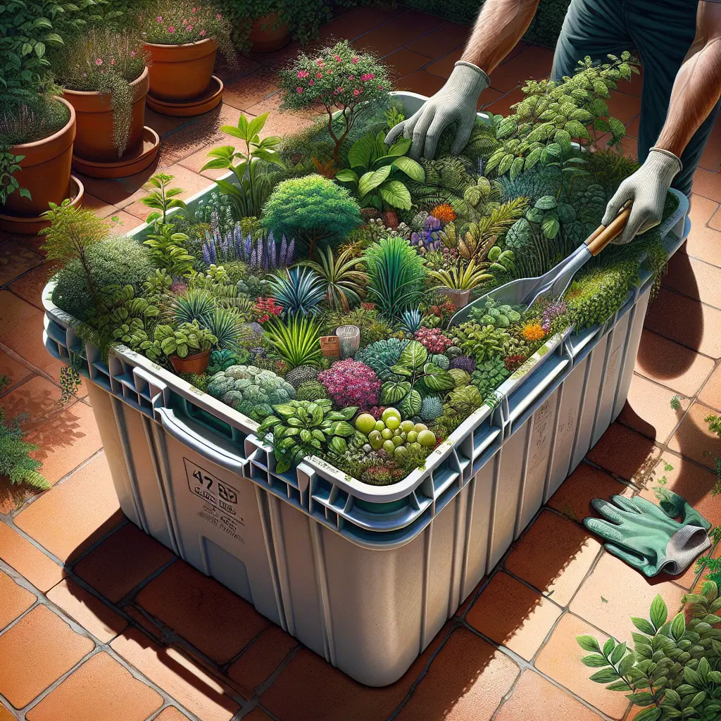 A Container Garden in A Plastic Tote